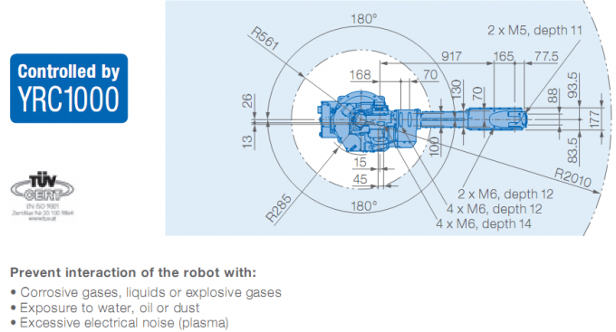 de oogst van het wapenyaskawa GP25-12 van de 6 asrobot en Nuttige lading 2010mm van de plaatsmachine 12kg Wapen industriële robot