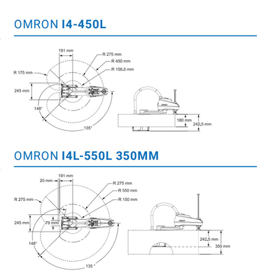 Van de Asscara van OMRON I4-450L 4 de Robot van de de Robothoge snelheid voor 3C-Industrie