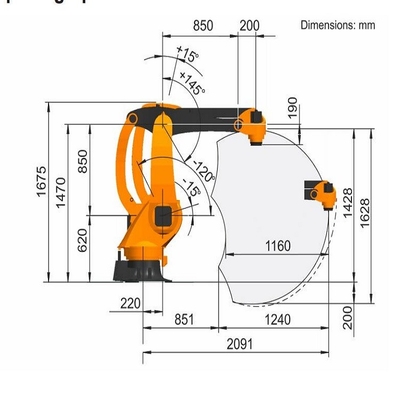 Kr 40 PA 4 schaft het Palletiseren Kuka de Nuttige lading 40KG van het Robotwapen met GBS-Robotspoor af