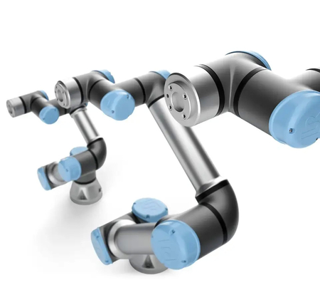 De Robot van UR UR10 Cobot met de Tang 3-vinger van SMC Elektrische Type LEHS Samenwerkingsrobot voor het Palletiseren Behandeling