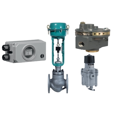 Flow Masoneilan 78-40 met Samson 3730-3 klepstandsteller en regelklep Fisher 2625 filterregelaar