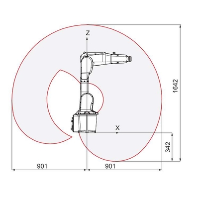 Mini-robotarm 6 as ABB IRB 1200 met CNGBS-robotgripper voor het hanteren van robotautomatisering
