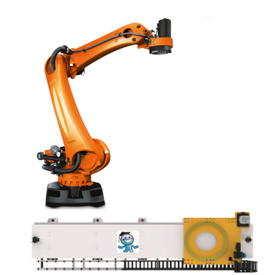 KUKA Palletizing Robot KR 240 R3200 PA Met CNGBS Guide Rails Als Automatische Palletizer Industriële Robot Arm