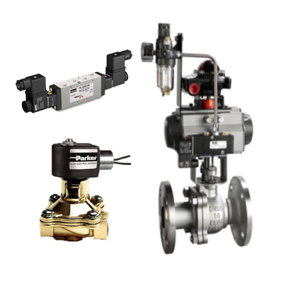 Chinese besturingskleppen met pneumatische actuator en Parker D3DW magnetoventil