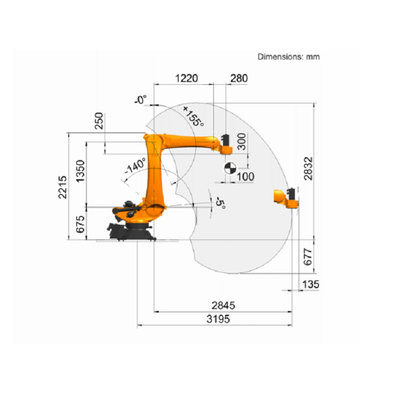 Palletizing Robotic Arm 5 Axis Kuka KR 180 PA Met CNGBS Robot Guide Rail Voor Palletizing Robot