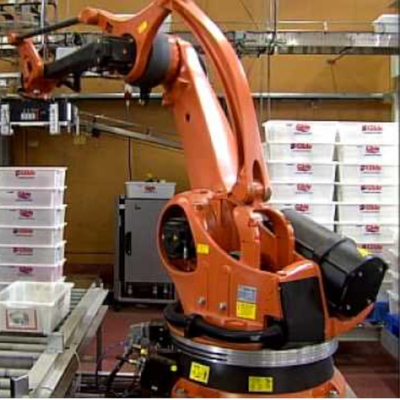 Palletizing Robotic Arm 5 Axis Kuka KR 180 PA Met CNGBS Robot Guide Rail Voor Palletizing Robot