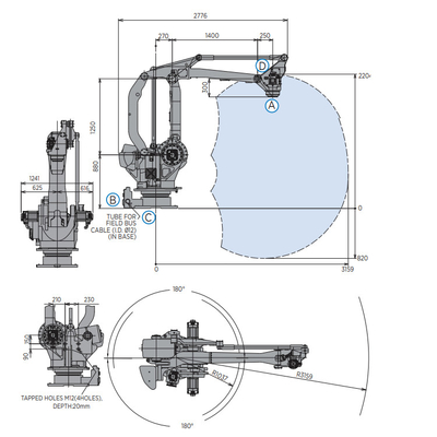 Industriële robot YASKAWA MPL160II met robotarm met 160 kg nuttige lading voor palletisering