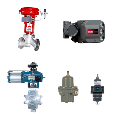 Controleventil met Fisher DVC6200 positioner en Fisher 67CFR filter regulator