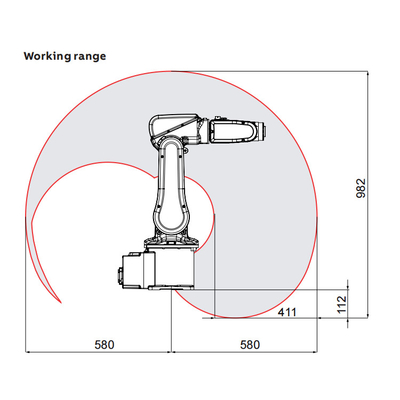 ABB IRB120 met 6-assige robotarm en draagkracht 3 kg bereiken 580 mm voor pick en plaats als manipulatie robot