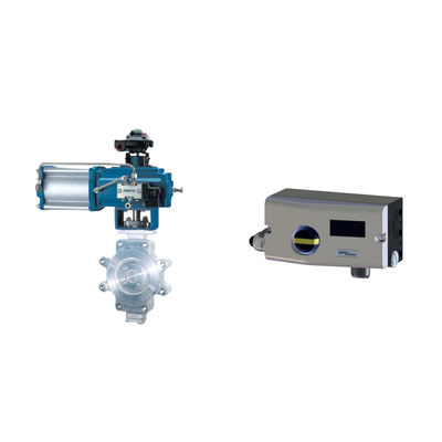 Pneumatische klep met Spirax Sarco Smart Valve Positioner SP7-10-11 en Fisher 67CFR Filter Regulator