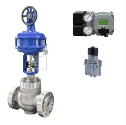 Stabiel Masoneilan 78-40 luchtfilter regulator en Masoneilan SVI2 Valve positioner voor pneumatische besturingsklep
