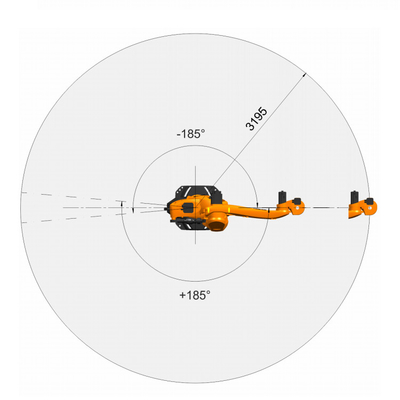 KUKA KR 180 R3200 PA 5-assige robotarm met 180 kg nuttige lading voor verpakkingsmachine als palletiserende robot
