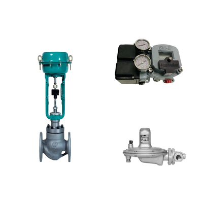 Pneumatische regelklep met Masoneilan SVI2-21113111 Valve positioner en Fisher T205B drukregulerende klep
