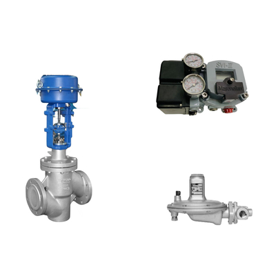 Pneumatische regelklep met Masoneilan SVI2-21113111 Valve positioner en Fisher T205B drukregulerende klep