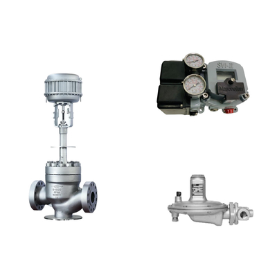 Pneumatische regelklep met Masoneilan SVI2-21113111 Valve positioner en Fisher T205B drukregulerende klep