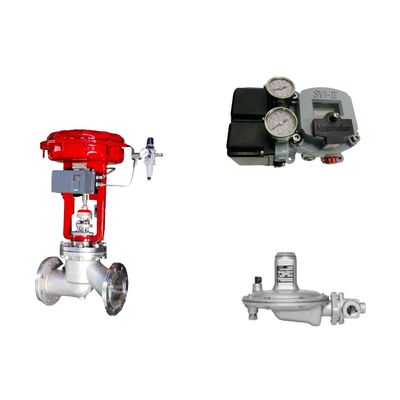 Pneumatische regelklep met Masoneilan SVI2-21113111 Valve positioner en Fisher T205B drukregulerende klep