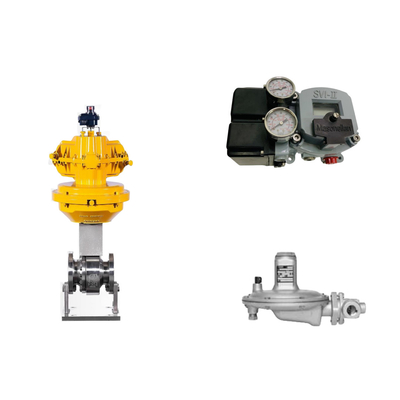 Pneumatische regelklep met Masoneilan SVI2-21113111 Valve positioner en Fisher T205B drukregulerende klep