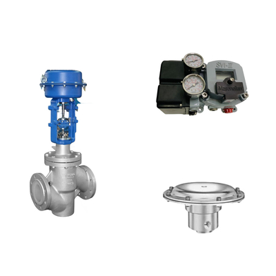 Pneumatische regelklep met Masoneilan SVI2-21123121 positioner en Tescom 44-4600 drukregulerende klep