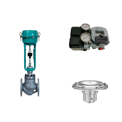 Pneumatische regelklep met Masoneilan SVI2-21123121 positioner en Tescom 44-4600 drukregulerende klep