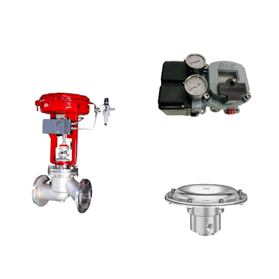 Pneumatische regelklep met Masoneilan SVI2-21123121 positioner en Tescom 44-4600 drukregulerende klep