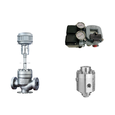 Pneumatische regelklep met Masoneilan SVI2-21123121 positioner en Tescom 26-1100 drukregulerend klep