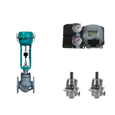 Pneumatische regelklep met Masoneilan SVI2-21123111 positioner en Fisher SR5 drukregulerend klep