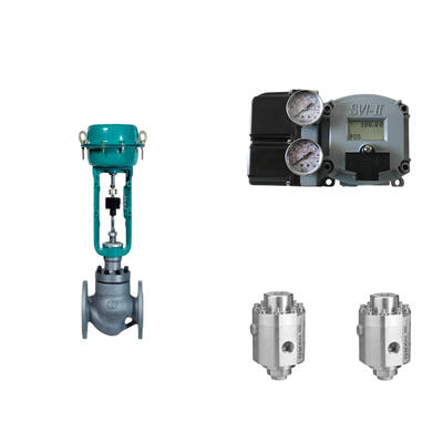 Pneumatische regelklep met Masoneilan SVI2-21123111 positioner en Tescom 26-1100 drukregulerend klep