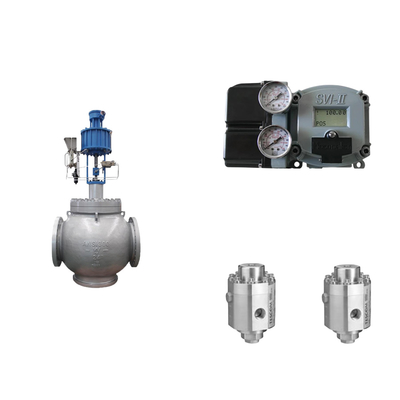 Pneumatische regelklep met Masoneilan SVI2-21123111 positioner en Tescom 26-1100 drukregulerend klep