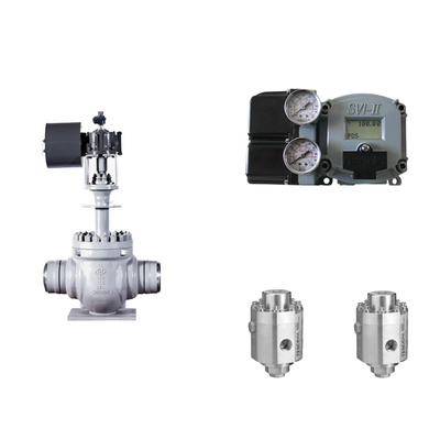 Pneumatische regelklep met Masoneilan SVI2-21123111 positioner en Tescom 26-1100 drukregulerend klep