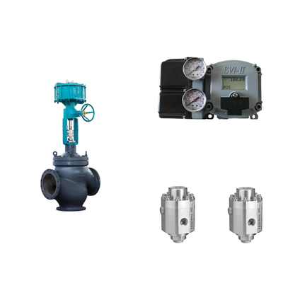 Pneumatische regelklep met Masoneilan SVI2-21123111 positioner en Tescom 26-1100 drukregulerend klep