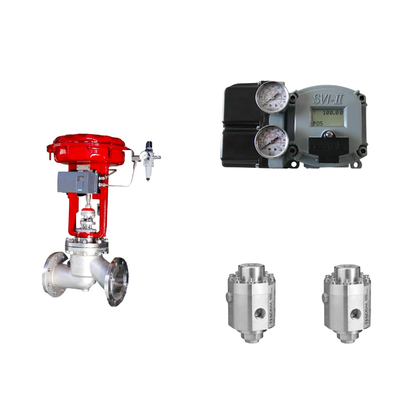 Pneumatische regelklep met Masoneilan SVI2-21123111 positioner en Tescom 26-1100 drukregulerend klep