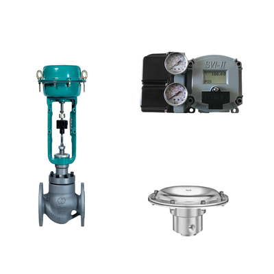 Pneumatische regelklep met Masoneilan SVI2-21123111 positioner en Tescom 44-4600 drukregulerend klep