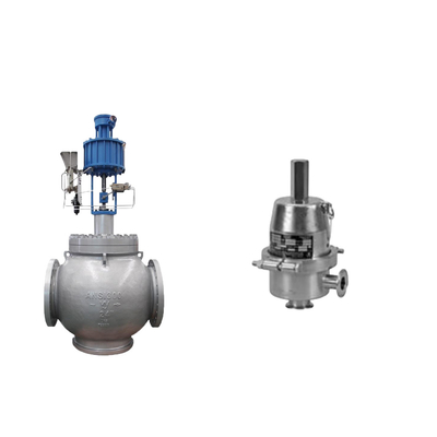 Globe-klep met Samson 3725 elektropneumatische positioner en Fisher SR5 drukregulerend klep