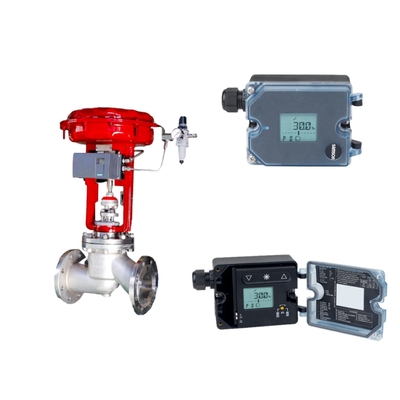 Globe-klep met Samson 3725 elektropneumatische positioner en Fisher SR5 drukregulerend klep