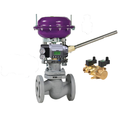 Pneumatische besturingsklep met Masoneilan SVI3 positioner en ASCO Brass SOLENOID VALVES serie 210 voor besturing