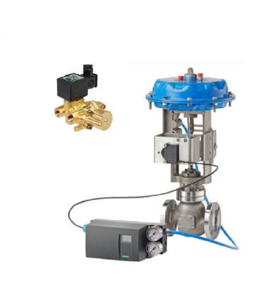 Pneumatische besturingsklep met Masoneilan SVI3 positioner en ASCO Brass SOLENOID VALVES serie 210 voor besturing