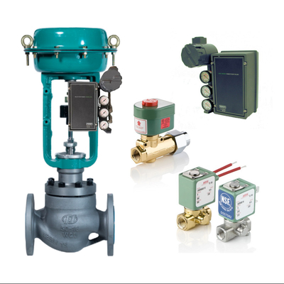 Precieze throttling Fisher 3620J Electro pneumatische klep positioner met Fisher regulator en ASCO solenoïde klep