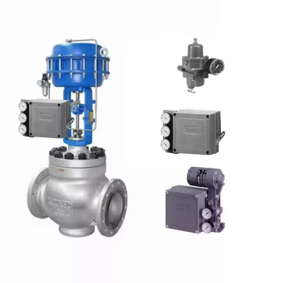 Pneumatische regelklep met Fisher 3582i elektro-pneumatische positioner en ASCO magnetovalen