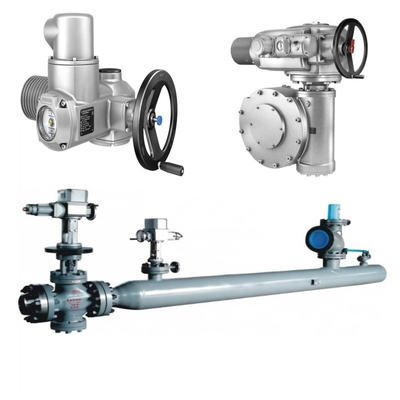 Druk-/stroomregeling Skid met Auma elektrische aandrijver SA/SQ en meervoudige versnellingsbak GK/GST/GHT