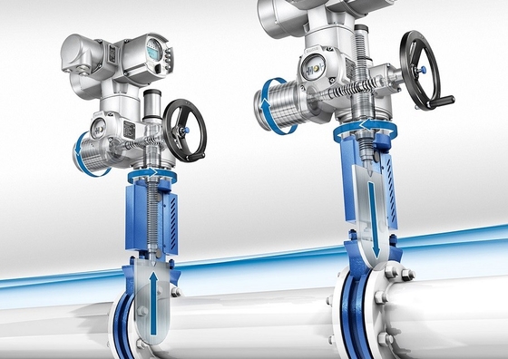 Versatile elektrische actuatoren met meerdere bewegingen SA en SAR door AUMA voor automatisering van hekkleppen of bolkleppen voor energiecentrales
