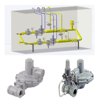 Drukvermindering Regulerende skids met Emerson Fisher CS800 serie regulator WIKA drukmeter