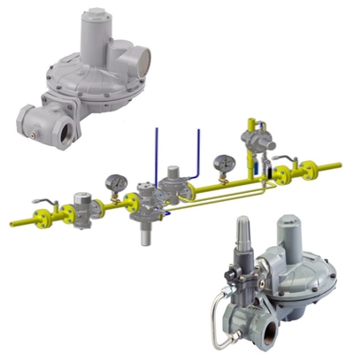 Drukvermindering Regulerende skids met Emerson Fisher CS800 serie regulator  drukmeter
