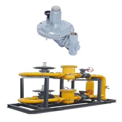 Natuurgasklep-skid uitgerust met Emerson Fisher T205/T205M-reeks regelaars en WIKA-drukmeter