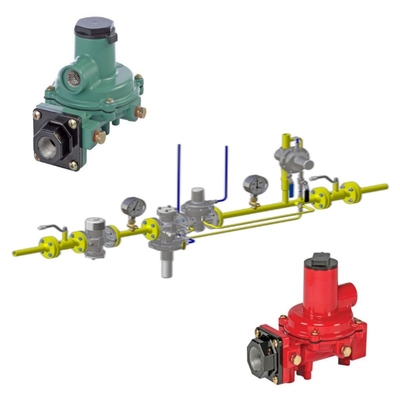 Valve Switching Skid uitgerust met Fisher R-serie R222H/R222 regelaars en WIKA drukmeter