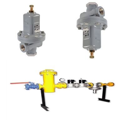 Valve Switching Skid uitgerust met veiligheidskleppen van de Fisher MR98/MR98L/MR98H-serie en -drukmeters