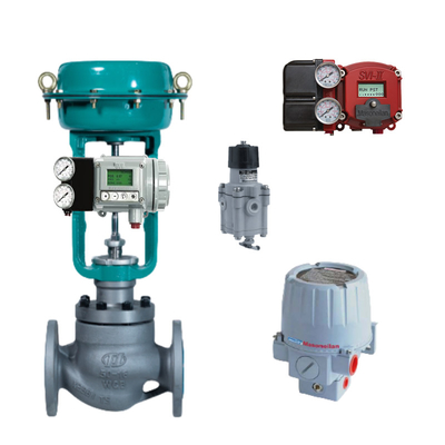 Rechte hoek type topgidsklep met Masoneilan SVI2 klep positioner en 78-40 regulator geschikt voor elektrische stroom