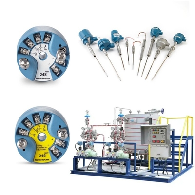 Skid gemonteerd met Rosemount 214C temperatuur sensor en EMERSON 148 248 644 648 zender 114C Thermowell