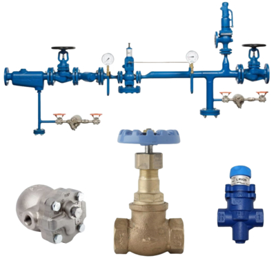 Bithermo pneumatische regelkleppen en Spriaxsarco stopklep HV3 en vlotter stoomterugslagklep FT14