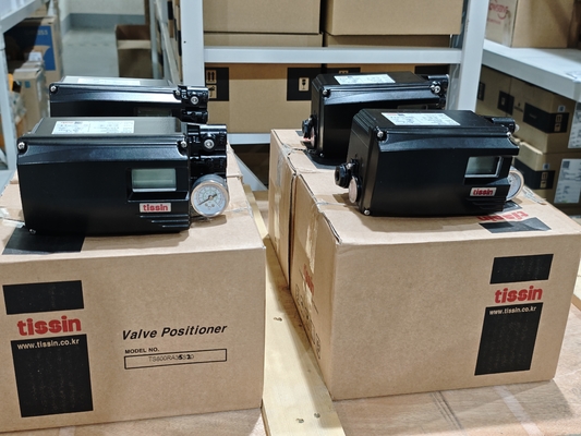Kogelkranen met originele Tissin TS600 elektro-pneumatische standregelaar met eindschakelaar en IMI NORGREN B64G filterregelaar