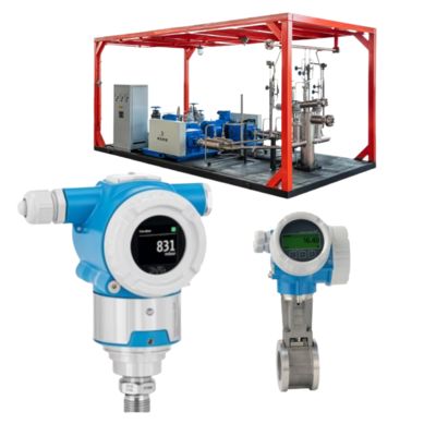Flow control valve-assemblage met Endress+Hauser Proline Prowirl D 200 vortex flowmeter en Cerabar PMP50 druktransmitter